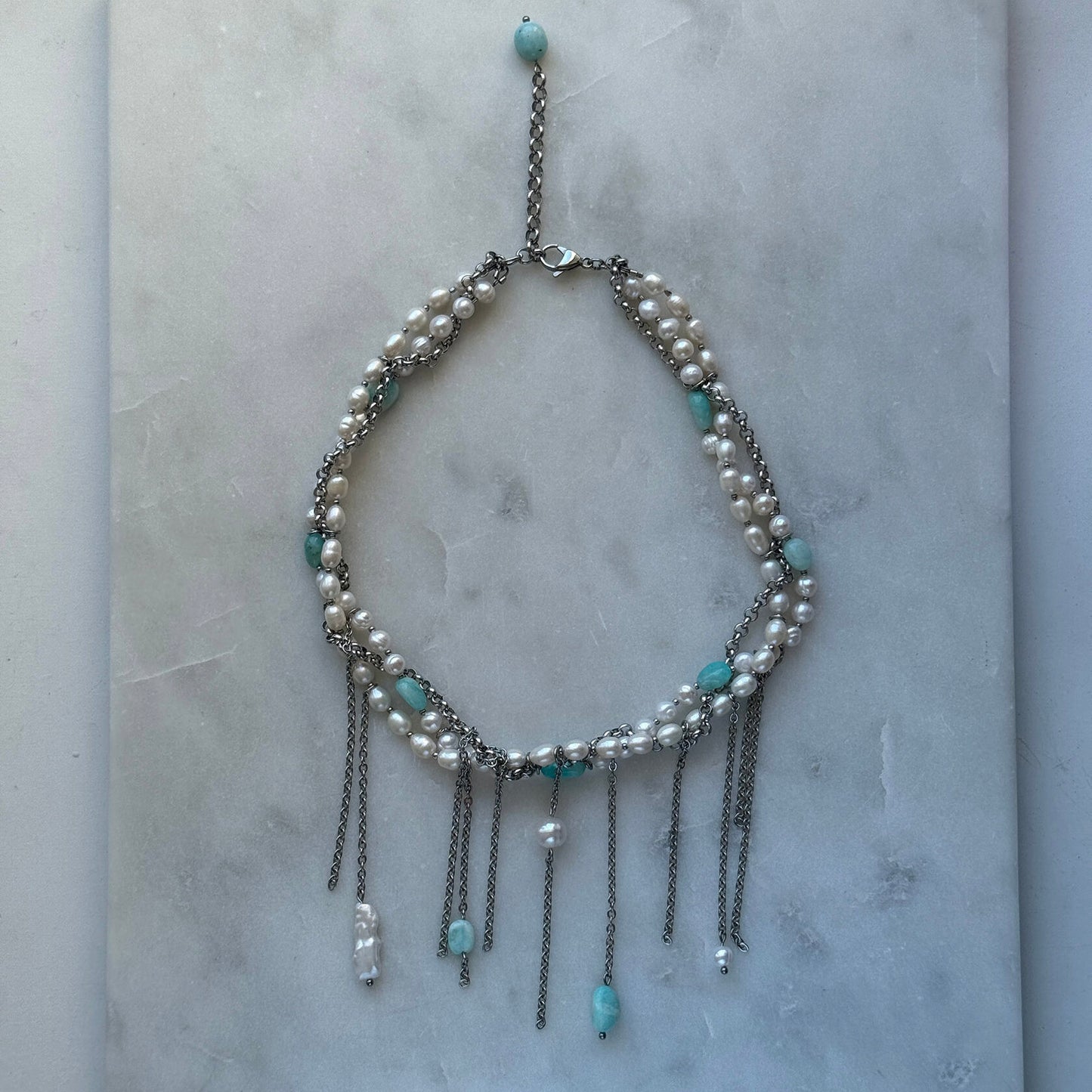 Amazonite Pearl Necklace