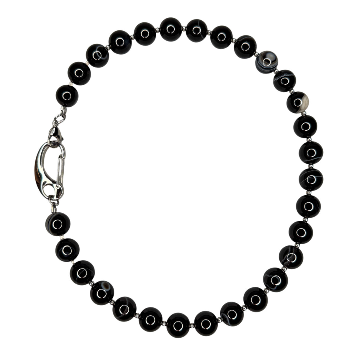 Black Agate Necklace - 16 mm