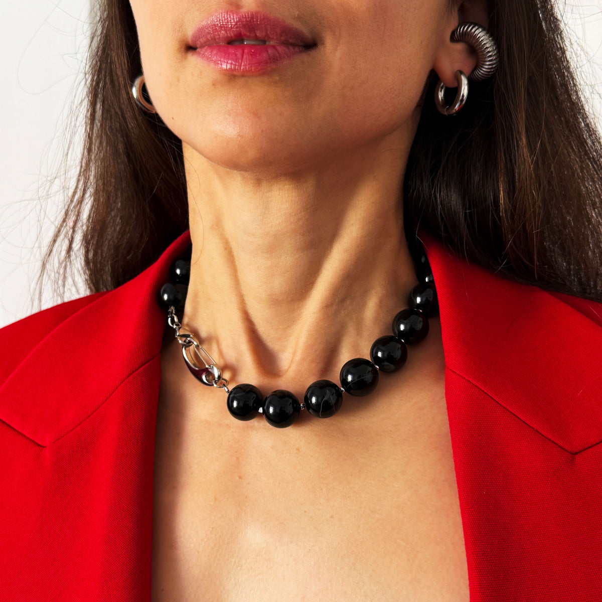 Black Agate Necklace - 16 mm
