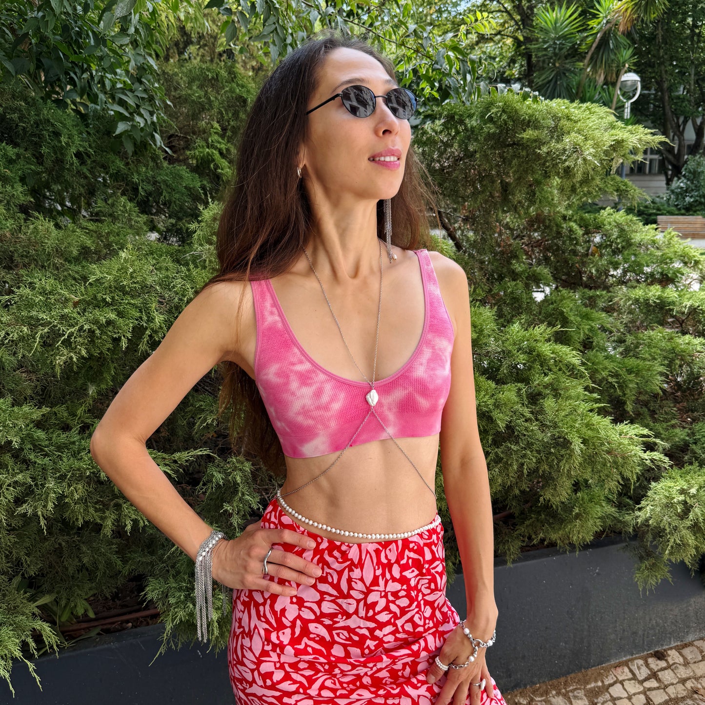 Body Chain With White Pearl Drop