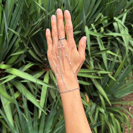 Bracelet On Finger With Cubic Zirconia