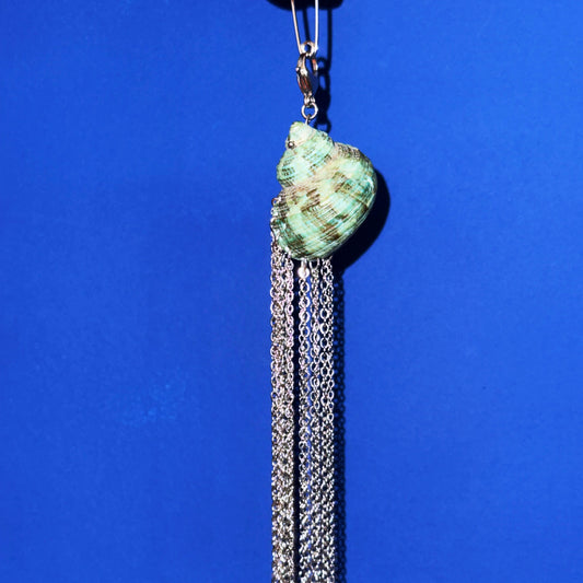 Brooch - Green Shell With Fringe
