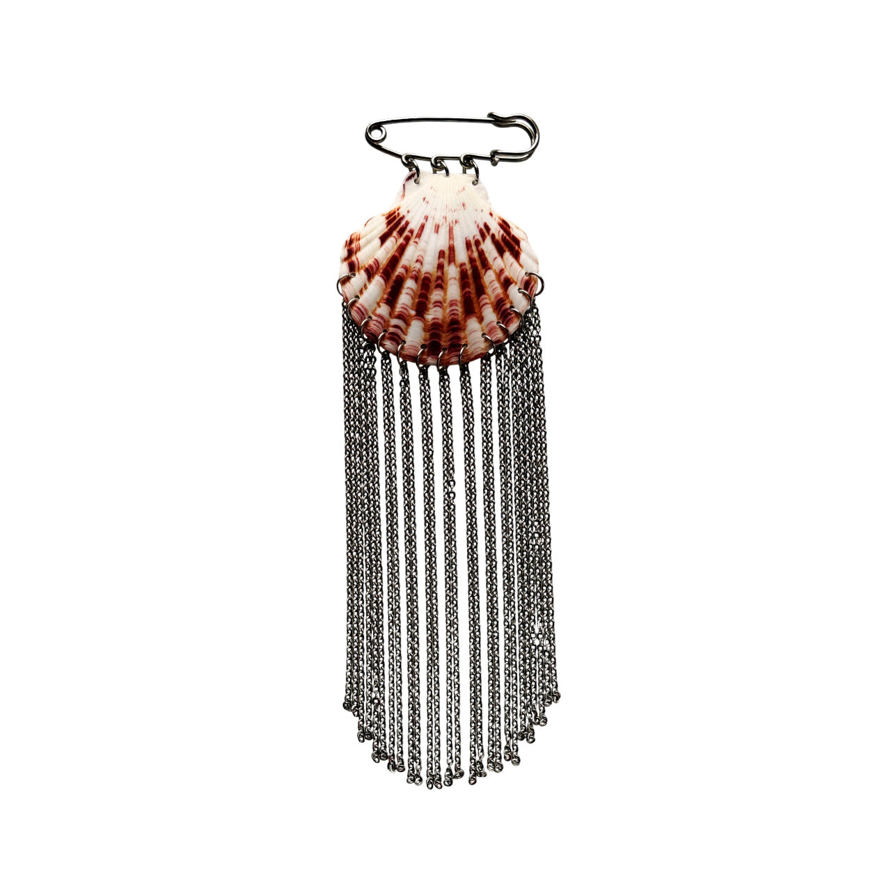 Brooch - Scallop Shell With Gold Fringe
