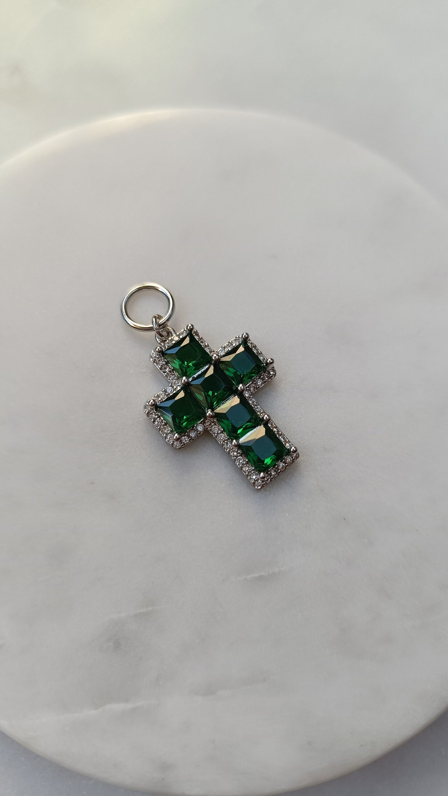 Emerald Radiance Cross Charm
