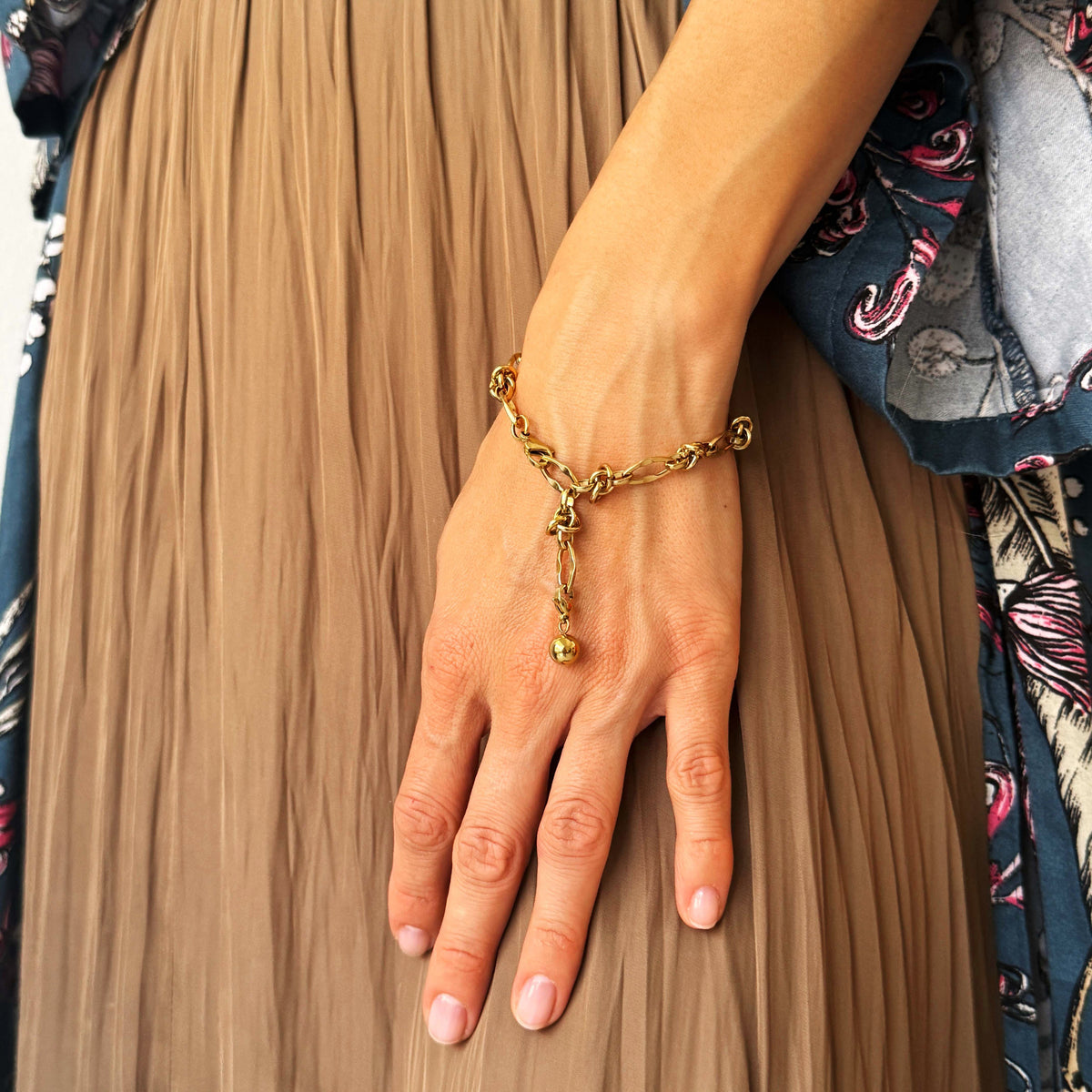 Gold-Plated Sculptural Chain Bracelet