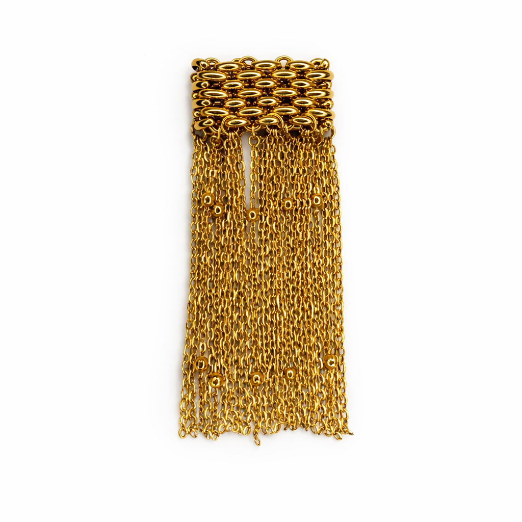 Gold Chainmail Ring With Fringe