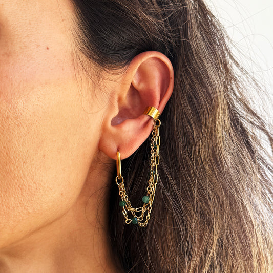 Green Agate Chain Monoearring
