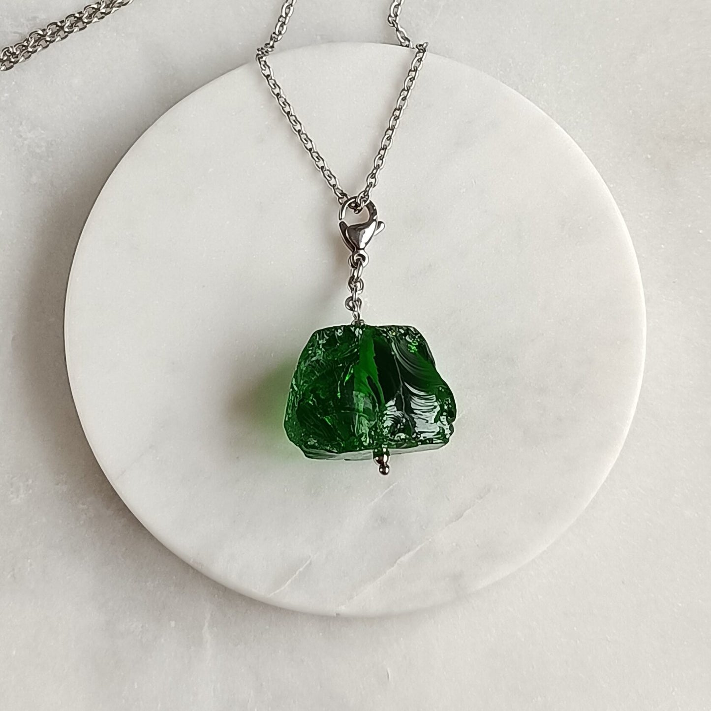 Green Glass Pendant Gold