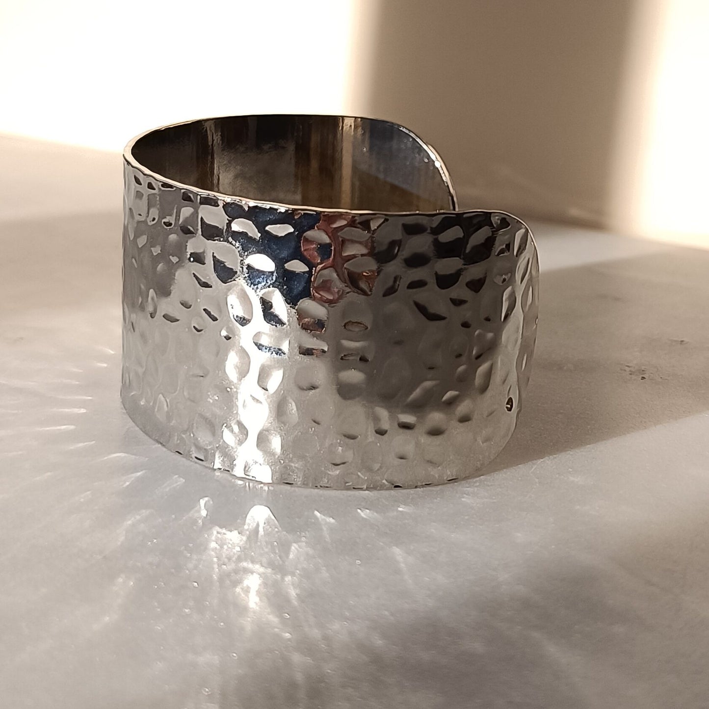 Hammered Gold Steel Cuff Bracelet
