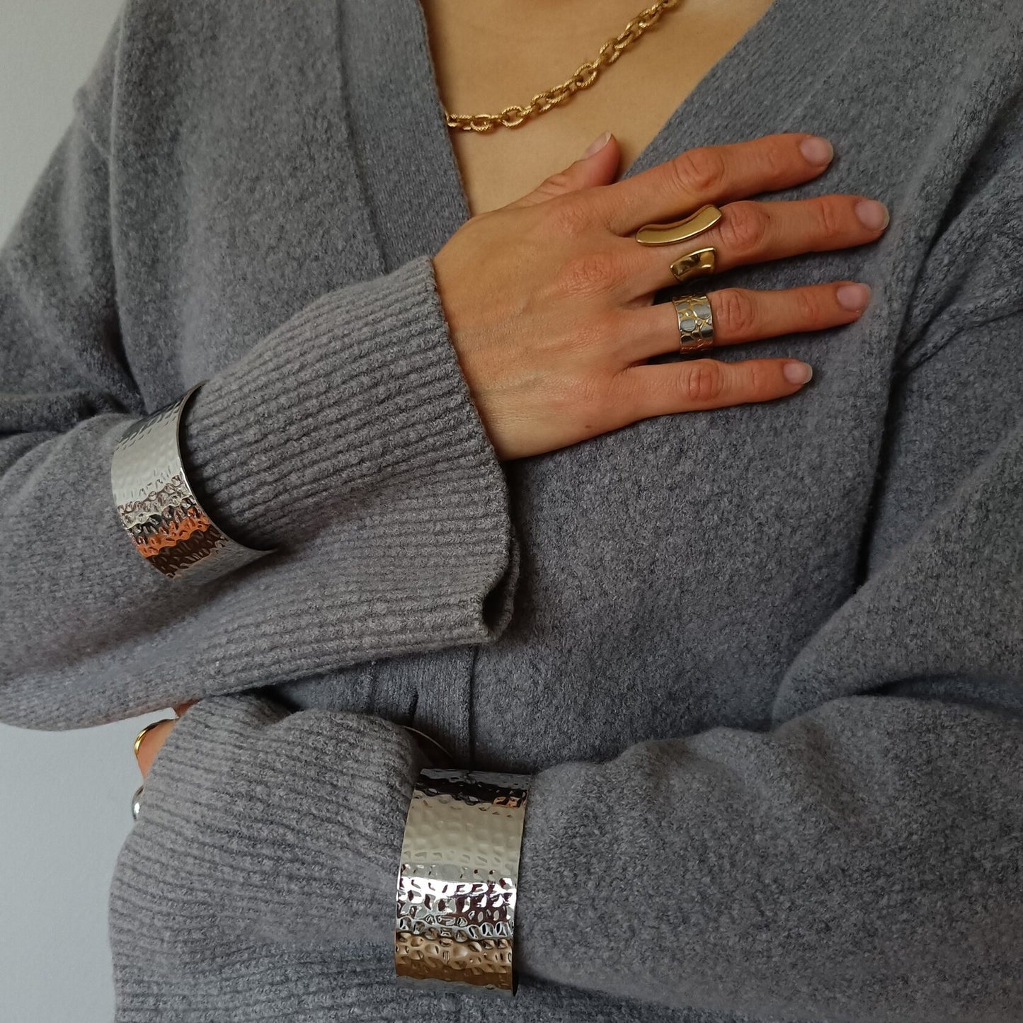 Hammered Steel Cuff Bracelet