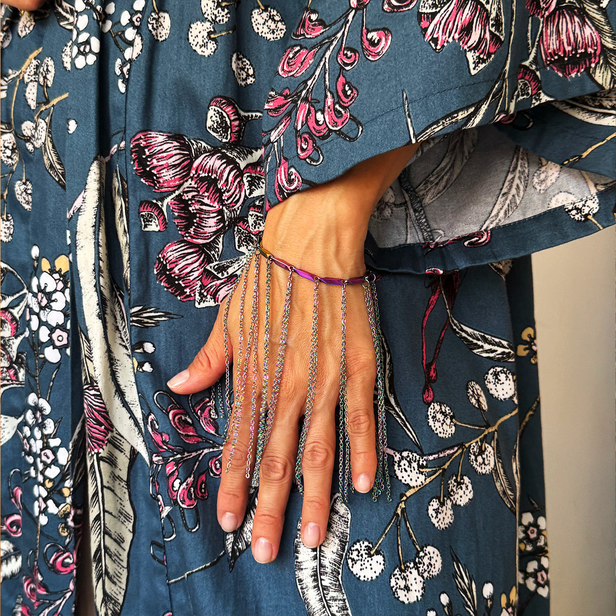 Iridescent Chain Fringe Bracelet