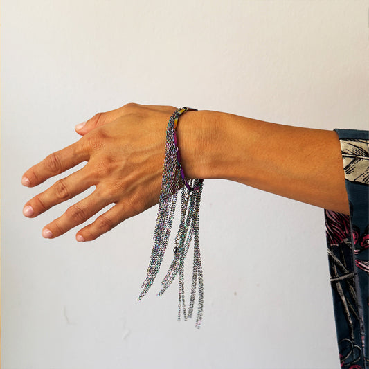 Iridescent Chain Fringe Bracelet