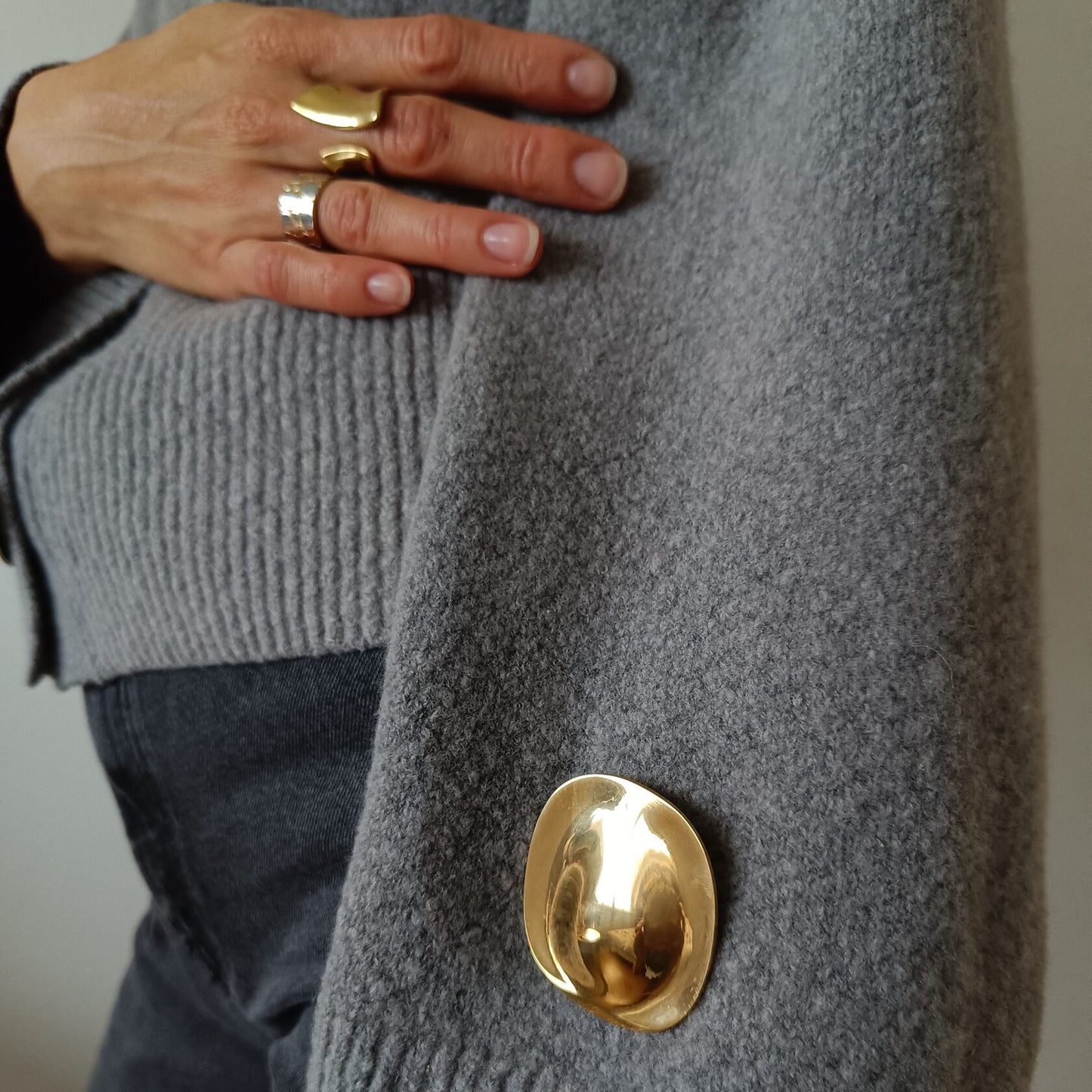 Sleek Steel Brooch Silver