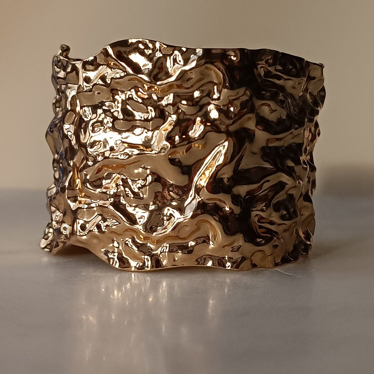 Hammered Silver Steel Cuff Bracelet