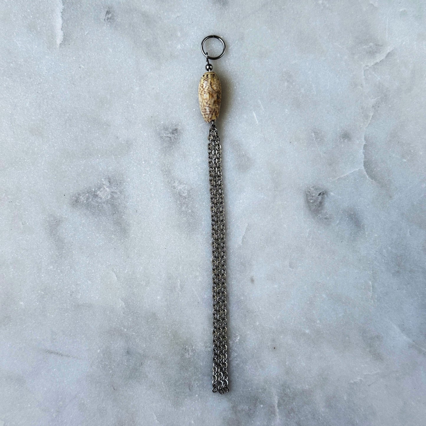 Natural Shell & Steel Chain Pendant