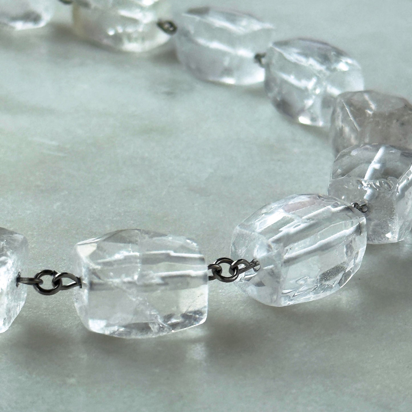 Necklace Rock Crystal Cubes With Balls