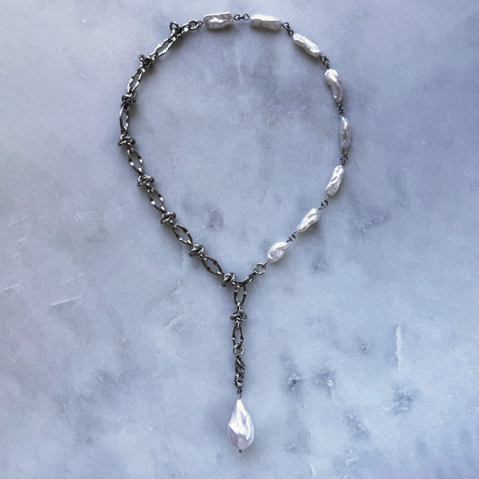 Necklace Transformer With Natural Keshi Pearl