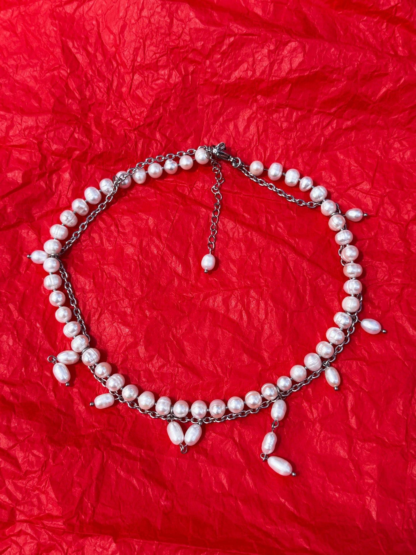 Necklace White Pearl With Pendants From White Pearls