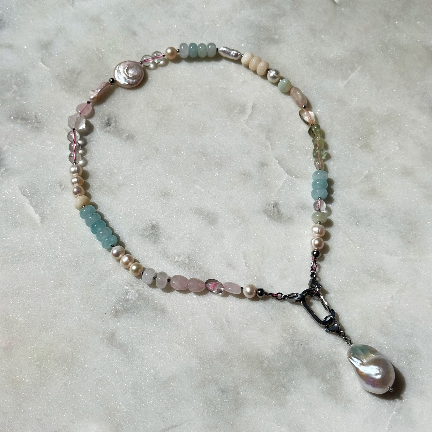 Pastel Pearl & Gemstone Choker Without Pendant