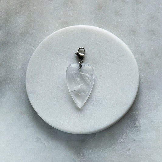 Pendant With Carabiner - Heart From Rock Crystal