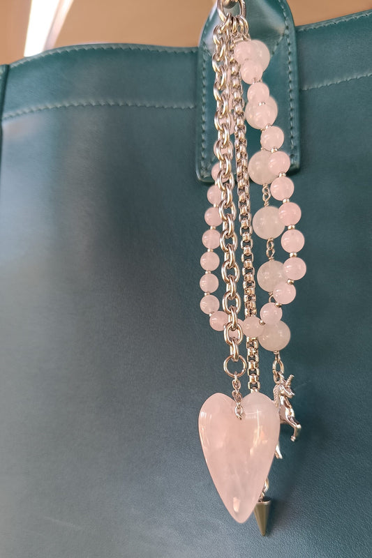 Pink Quartz Bag Charm