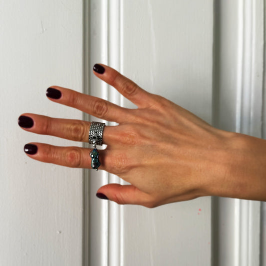 Ring Base For Transformers - Silver with Rows of Dots