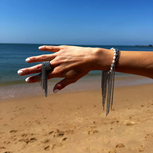 Silver Chainmail Ring With Fringe