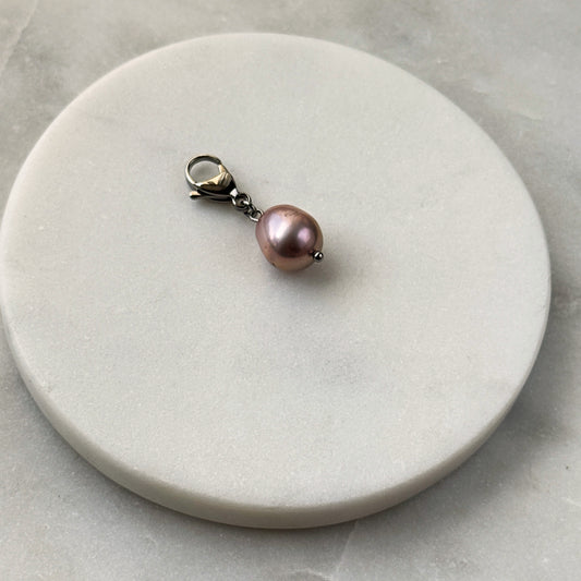 Smoky Pink Pearl Silver Carabiner