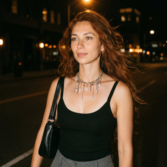 White Pearl Fringe Necklace