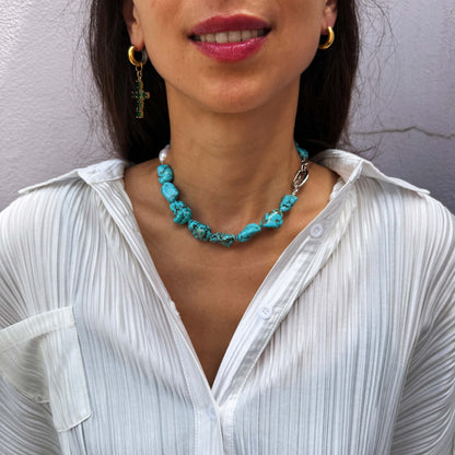 Turquoise Howlite & Pearl Necklace