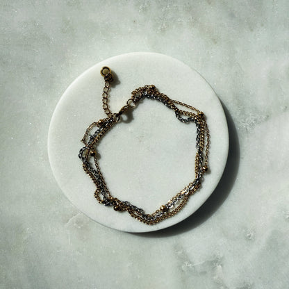 Anklet From 3 Chains - 2 Gold 1 Silver