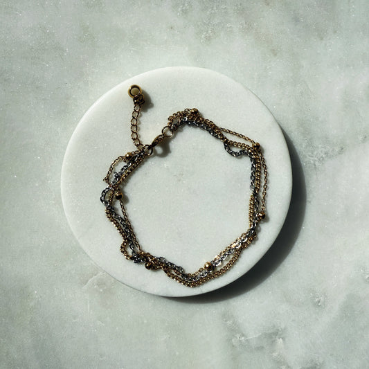Anklet From 3 Chains - 2 Gold 1 Silver