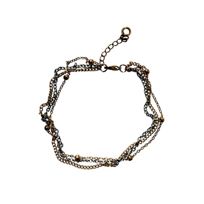 Anklet 3 Chains - 2 Silver 1 Gold