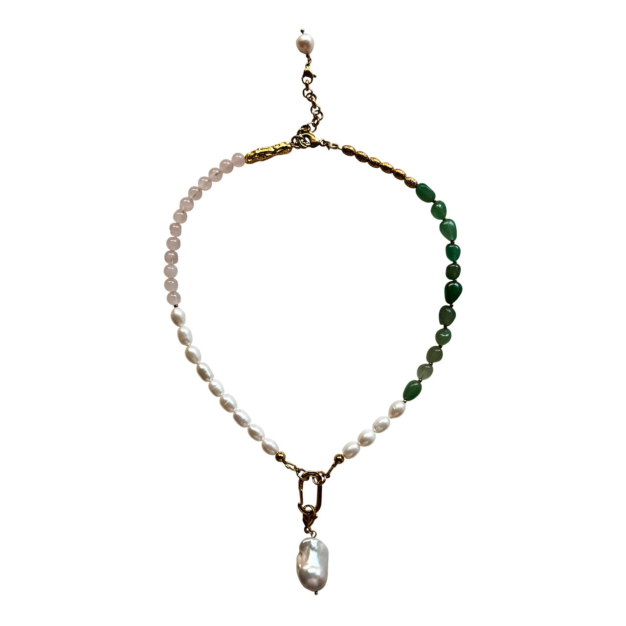 Aventurine Rose Quartz Pearl Necklace
