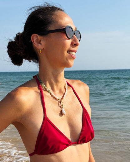 Aventurine Rose Quartz Pearl Necklace