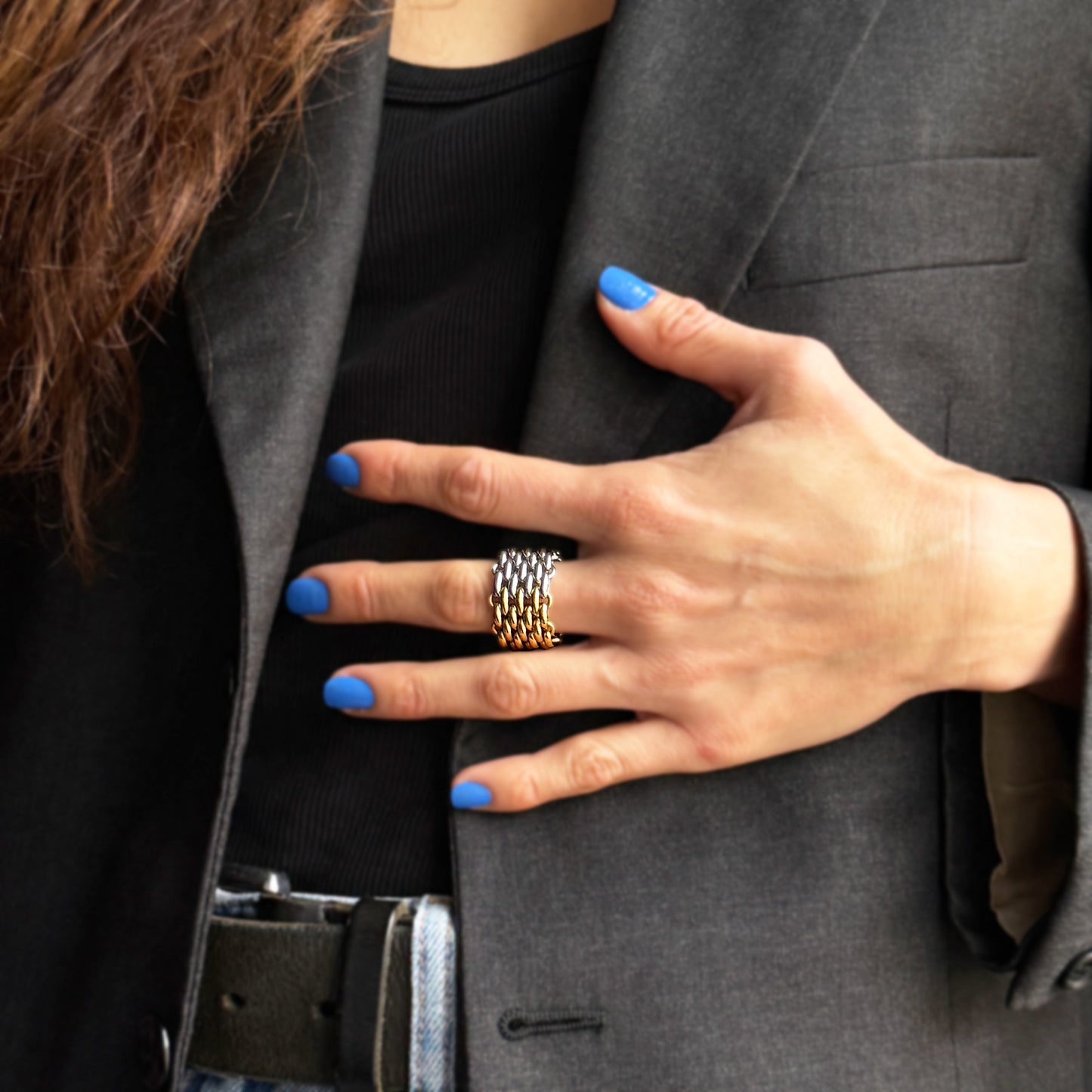 Bicolor Chainmail Ring