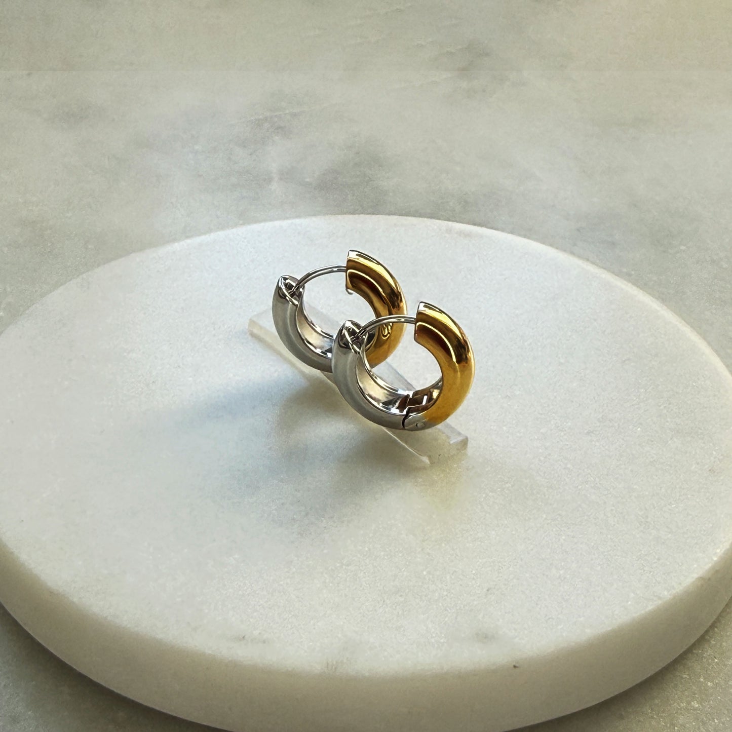 Bicolor Huggie Earrings