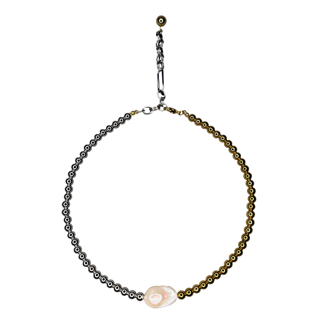Bicolor Necklace With Large Pearl