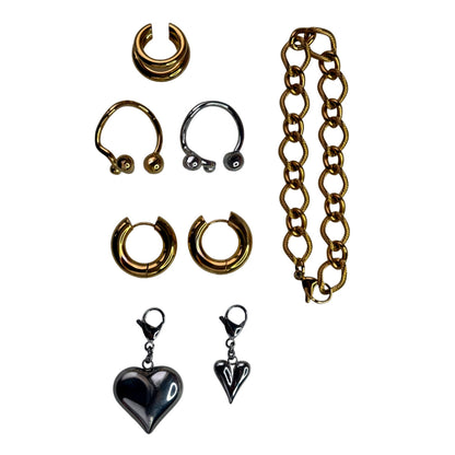 Bicolor set - 2 rings, 2 hearts