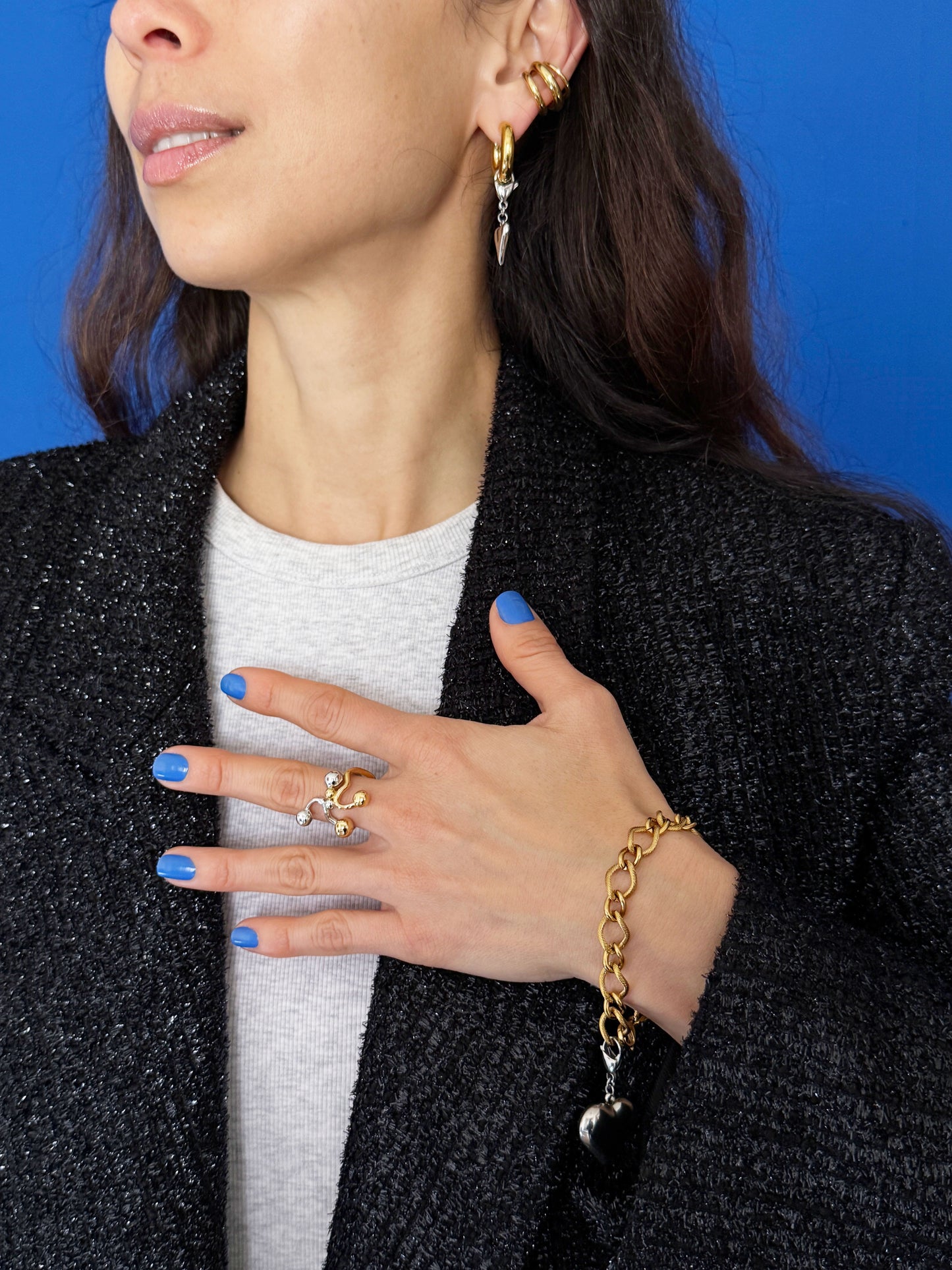 Bicolor set - 2 rings, 2 hearts