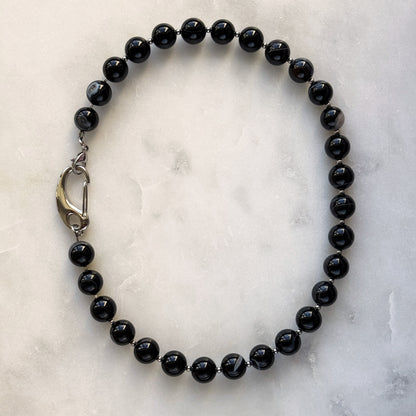 Black Agate Necklace - 16 mm