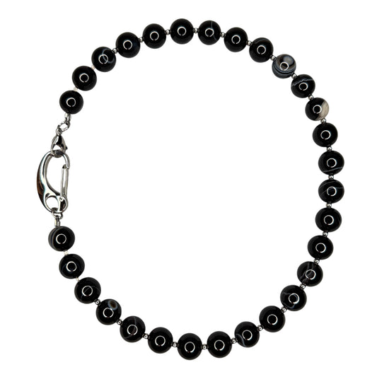 Black Agate Necklace - 16 mm