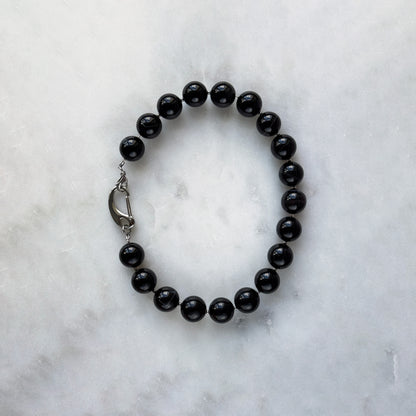 Black Agate Necklace - 16 mm
