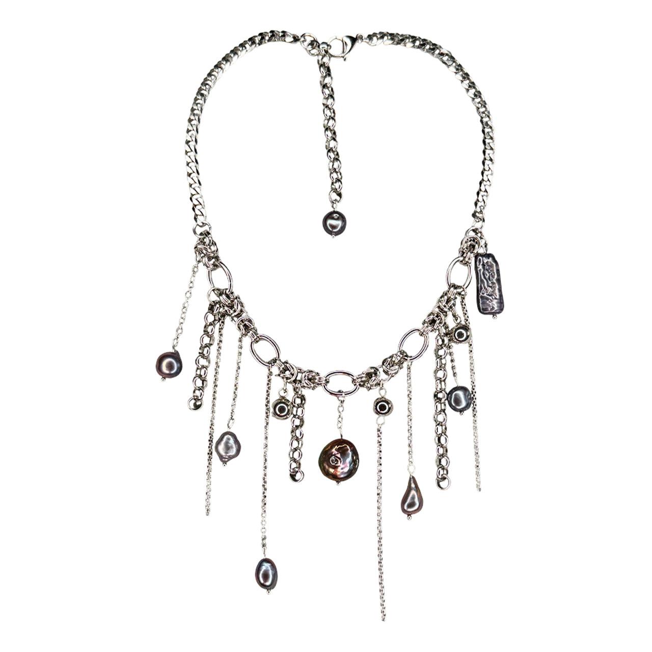 Black Pearl Fringe Necklace