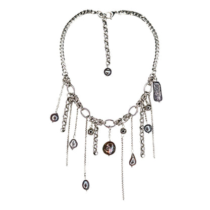 Black Pearl Fringe Necklace