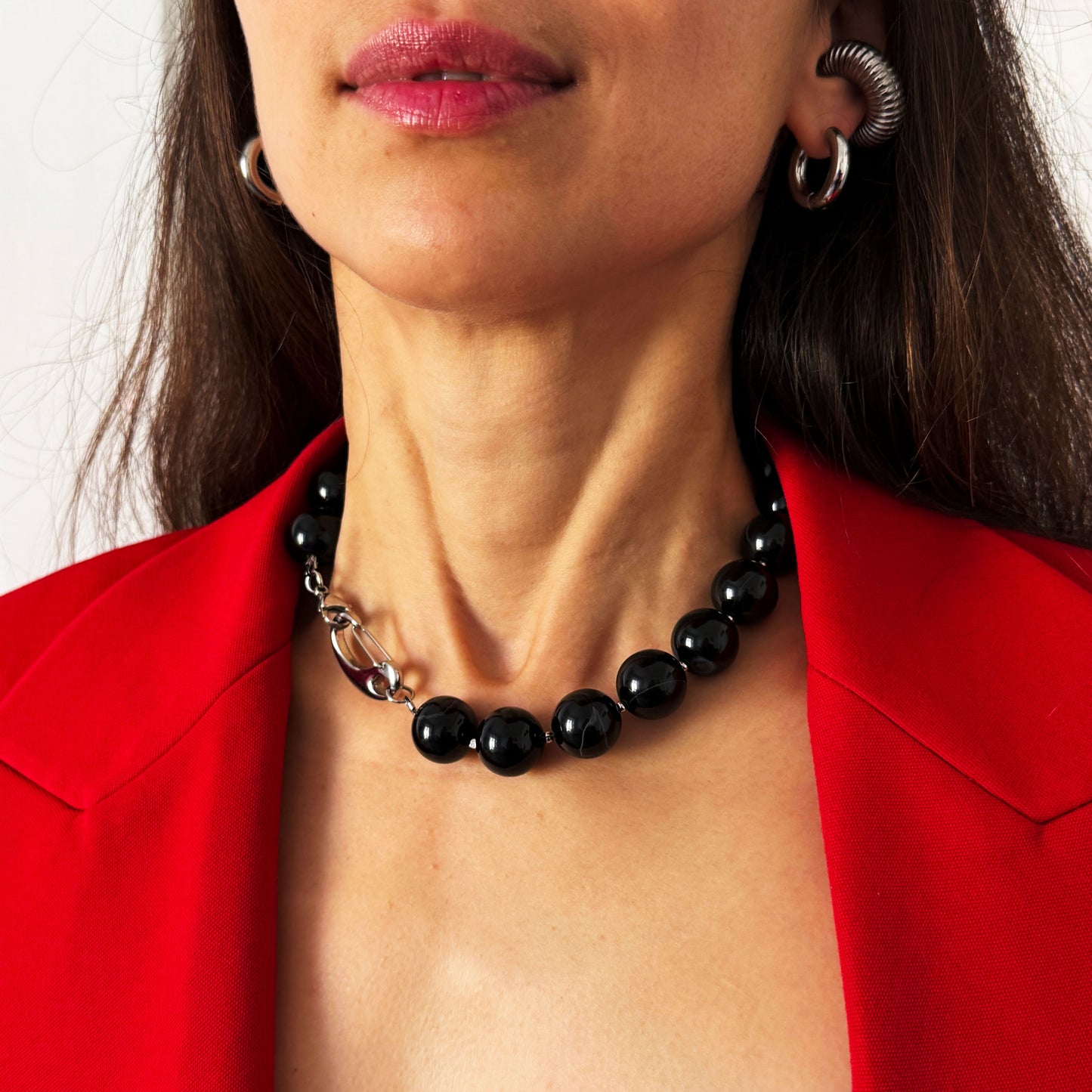 Black Agate Necklace - 16 mm