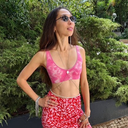 Body Chain With White Pearl Drop