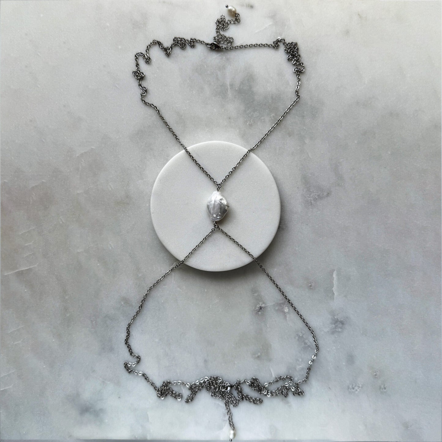 Body Chain With White Pearl Drop