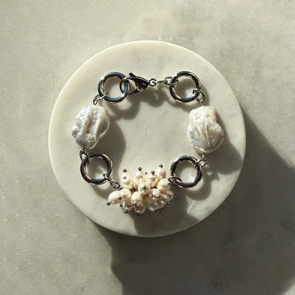 Bracelet From Large Pearls With Pearl Cluster