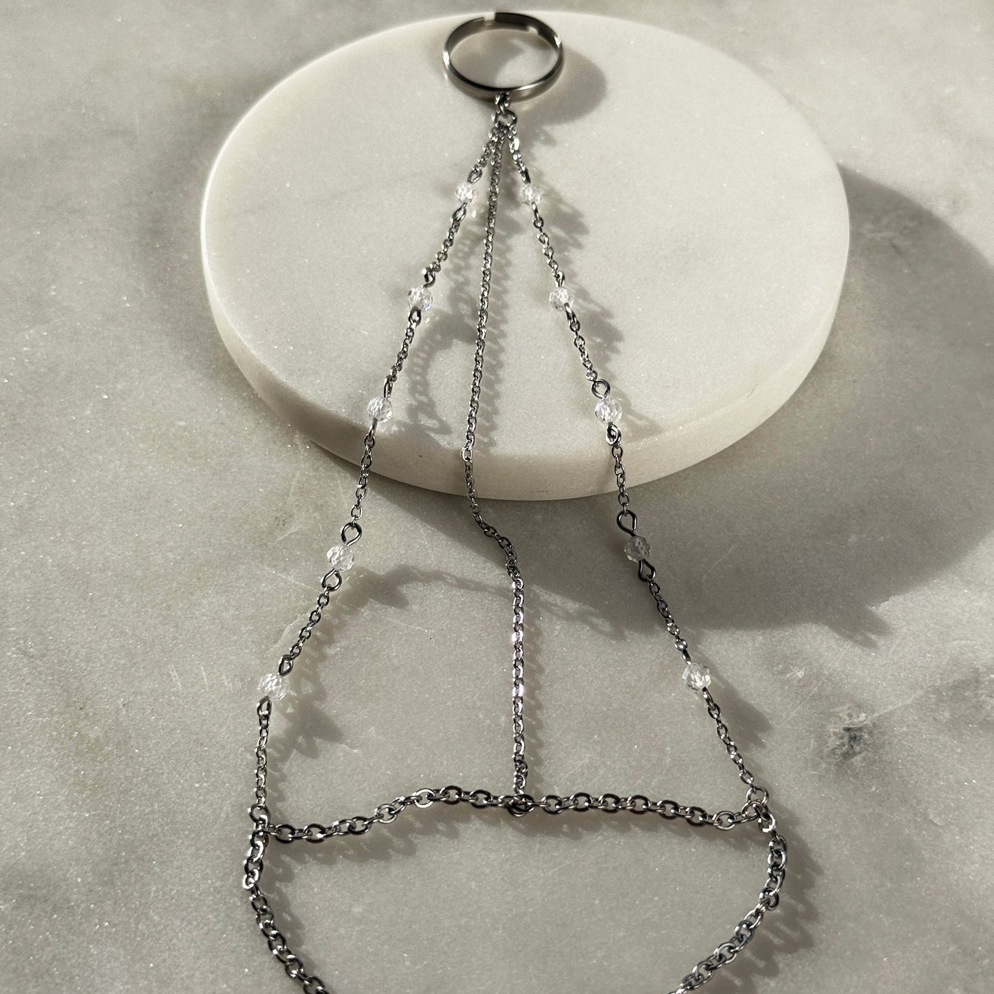 Bracelet On Finger With Cubic Zirconia